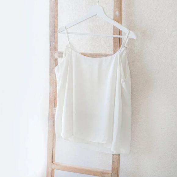 SOCIALITE KRISTIE CREAMY WHITE EYELASH LACE & SATIN LINED CAMI SZ XL - Picture 6 of 11